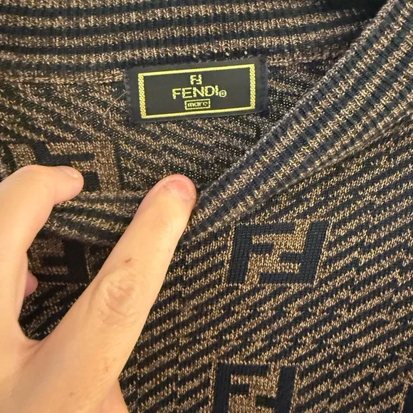 Fendi Black and Brown Logo Crewneck Sweater